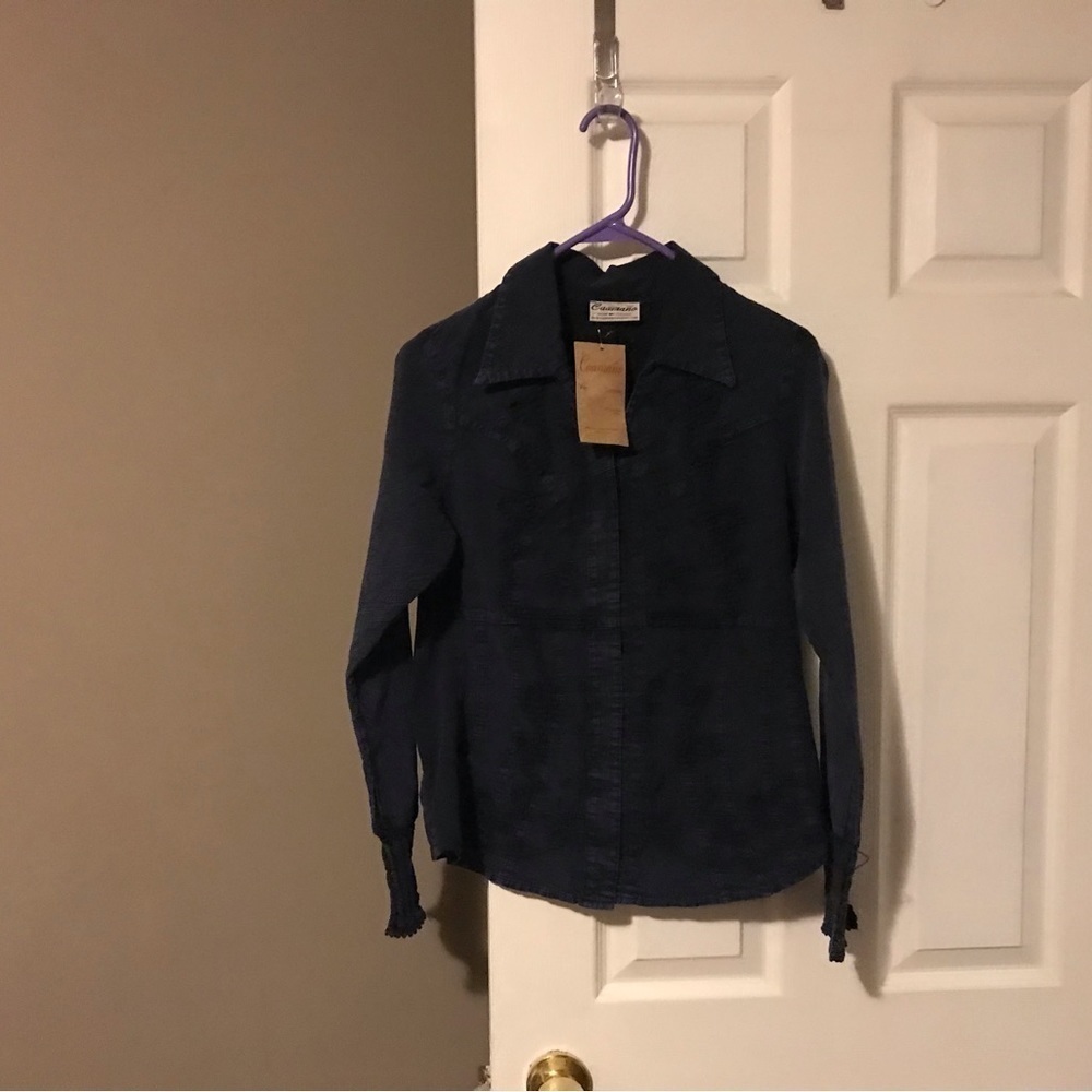 Caamano Denium Button Down Top